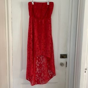 Trixxi strapless hi/lo dress